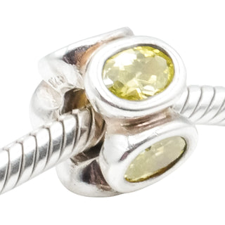 Pandora Light Green Oval Lights CZ Sterling Silver Charm Retired