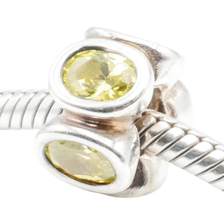 Pandora Light Green Oval Lights CZ Sterling Silver Charm Retired