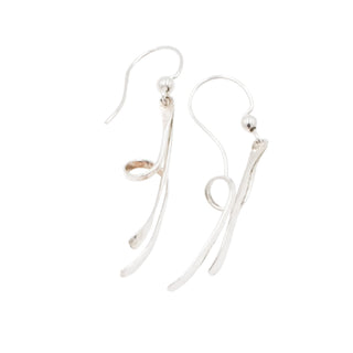 Sterling Silver Twist Dangle Earrings Modern Curved Drop 1.75 Inches