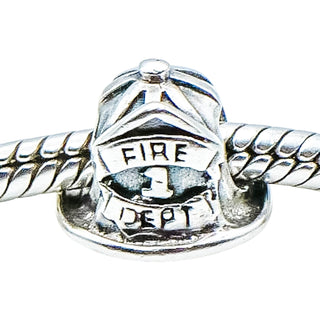 Chamilia Firefighter Helmet Sterling Silver Charm Bead Fire Dept Fireman First Responder