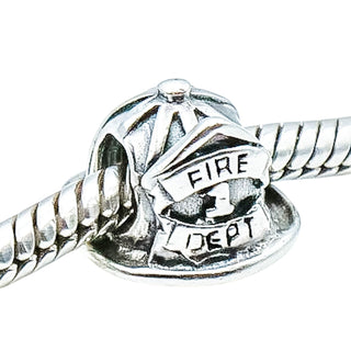 Chamilia Firefighter Helmet Sterling Silver Charm Bead Fire Dept Fireman First Responder