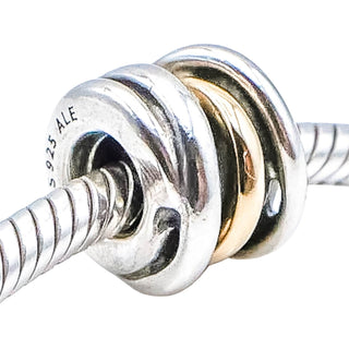 Pandora Ring Cluster Charm Sterling Silver 14K Gold Retired