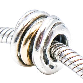 Pandora Ring Cluster Charm Sterling Silver 14K Gold Retired