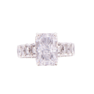 Sterling Silver 12x8mm Radiant Cut CZ Eternity Band Engagement Ring Size 7