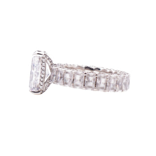 Sterling Silver 12x8mm Radiant Cut CZ Eternity Band Engagement Ring Size 7