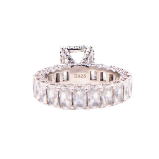 Sterling Silver 12x8mm Radiant Cut CZ Eternity Band Engagement Ring Size 7