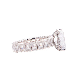 Sterling Silver 12x8mm Radiant Cut CZ Eternity Band Engagement Ring Size 7