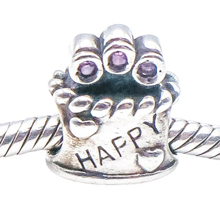 Chamilia Happy Birthday Sterling Silver Charm With Pink Swarovski Crystal