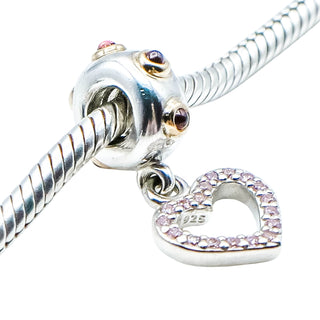 Pandora Be My Valentine 925 Heart Dangle Charm With Rhodolite Garnets, 14K Gold and CZ