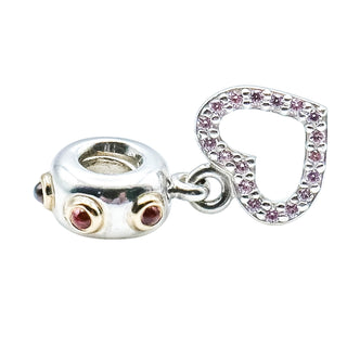 Pandora Be My Valentine 925 Heart Dangle Charm With Rhodolite Garnets, 14K Gold and CZ