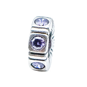 Pandora Retired Trinity Purple CZ Spacer Sterling Silver Charm Bead