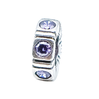 Pandora Retired Trinity Purple CZ Spacer Sterling Silver Charm Bead