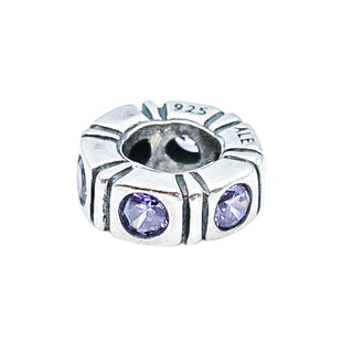 Pandora Retired Trinity Purple CZ Spacer Sterling Silver Charm Bead