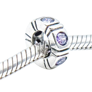Pandora Retired Trinity Purple CZ Spacer Sterling Silver Charm Bead