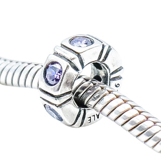 Pandora Retired Trinity Purple CZ Spacer Sterling Silver Charm Bead