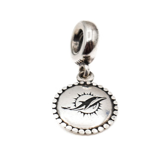 Pandora Rare Miami Dolphins NFL Logo Sterling Silver Dangle Charm