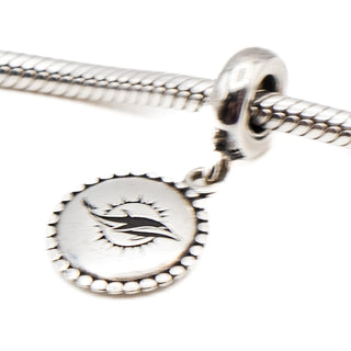 Pandora Rare Miami Dolphins NFL Logo Sterling Silver Dangle Charm