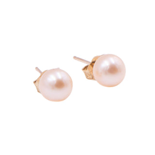 10K Yellow Gold 5.5mm White Freshwater Pearl Stud Earrings