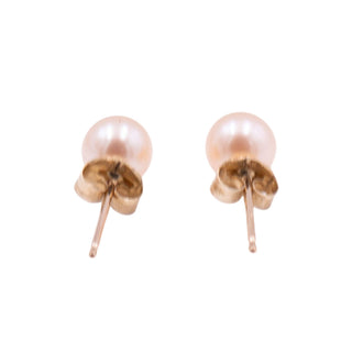 10K Yellow Gold 5.5mm White Freshwater Pearl Stud Earrings