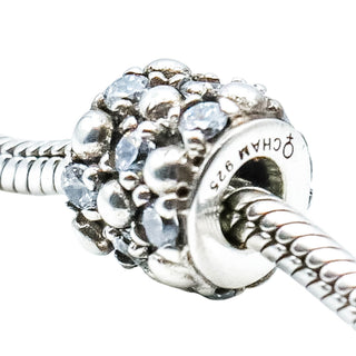 Chamilia Gleaming Splendor Sterling Silver CZ Charm Bead Sparkle Bracelet