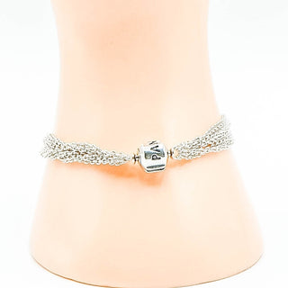 PANDORA Sterling Silver Multi-Strand One Station Clip Capture Bracelet - 9.1 Inches
