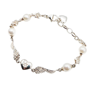 Thomas Sabo Sterling Silver Angel Wing Bracelet with Genuine Freshwater Pearls