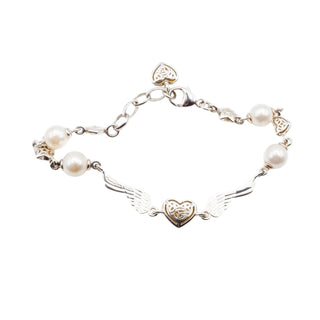 Thomas Sabo Sterling Silver Angel Wing Bracelet with Genuine Freshwater Pearls
