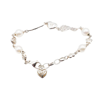 Thomas Sabo Sterling Silver Angel Wing Bracelet with Genuine Freshwater Pearls