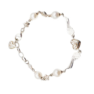 Thomas Sabo Sterling Silver Angel Wing Bracelet with Genuine Freshwater Pearls