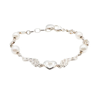 Thomas Sabo Sterling Silver Angel Wing Bracelet with Genuine Freshwater Pearls