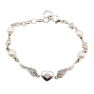 Thomas Sabo Sterling Silver Angel Wing Bracelet with Genuine Freshwater Pearls