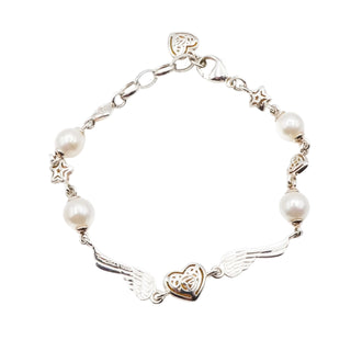 Thomas Sabo Sterling Silver Angel Wing Bracelet with Genuine Freshwater Pearls