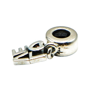 Pandora Love Sterling Silver Dangle Charm With Salmon Zirconia Heart