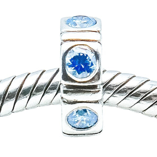 Pandora Trinity Blue Sterling Silver Spacer Charm With Blue CZ