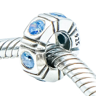 Pandora Trinity Blue Sterling Silver Spacer Charm With Blue CZ