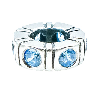 Pandora Trinity Blue Sterling Silver Spacer Charm With Blue CZ