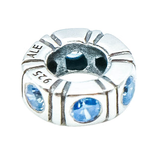 Pandora Trinity Blue Sterling Silver Spacer Charm With Blue CZ