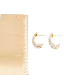 10K Yellow Gold Diamond J-Hoop Huggie Earrings