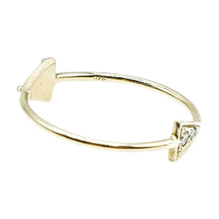 Tiny Reflection 14K Gold Ring With Triangular Turquoise & Diamond Accents Size 5