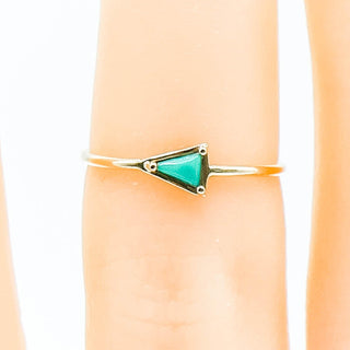 Tiny Reflection 14K Gold Ring With Triangular Turquoise & Diamond Accents Size 5