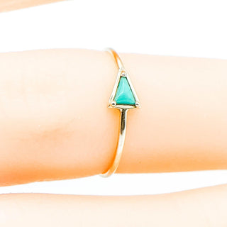 Tiny Reflection 14K Gold Ring With Triangular Turquoise & Diamond Accents Size 5