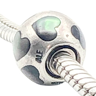 Pandora Love Me Sterling Silver Black Mother of Pearl Charm Retired