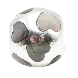 Pandora Love Me Sterling Silver Black Mother of Pearl Charm Retired