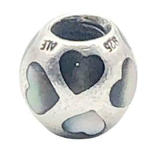 Pandora Love Me Sterling Silver Black Mother of Pearl Charm Retired