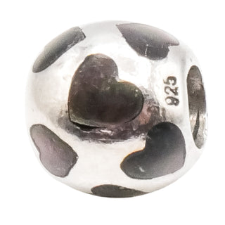 Pandora Love Me Sterling Silver Black Mother of Pearl Charm Retired