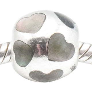 Pandora Love Me Sterling Silver Black Mother of Pearl Charm Retired