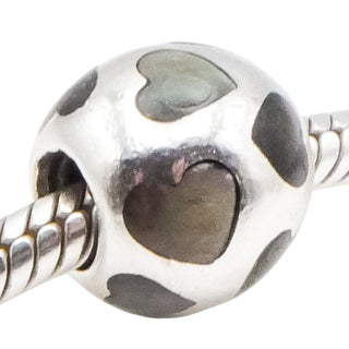 Pandora Love Me Sterling Silver Black Mother of Pearl Charm Retired