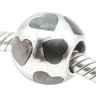 Pandora Love Me Sterling Silver Black Mother of Pearl Charm Retired