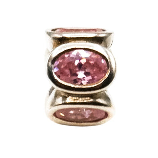 Pandora Pink Oval Lights Charm Sterling Silver Pink Zirconia Bead Retired