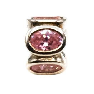 Pandora Pink Oval Lights Charm Sterling Silver Pink Zirconia Bead Retired